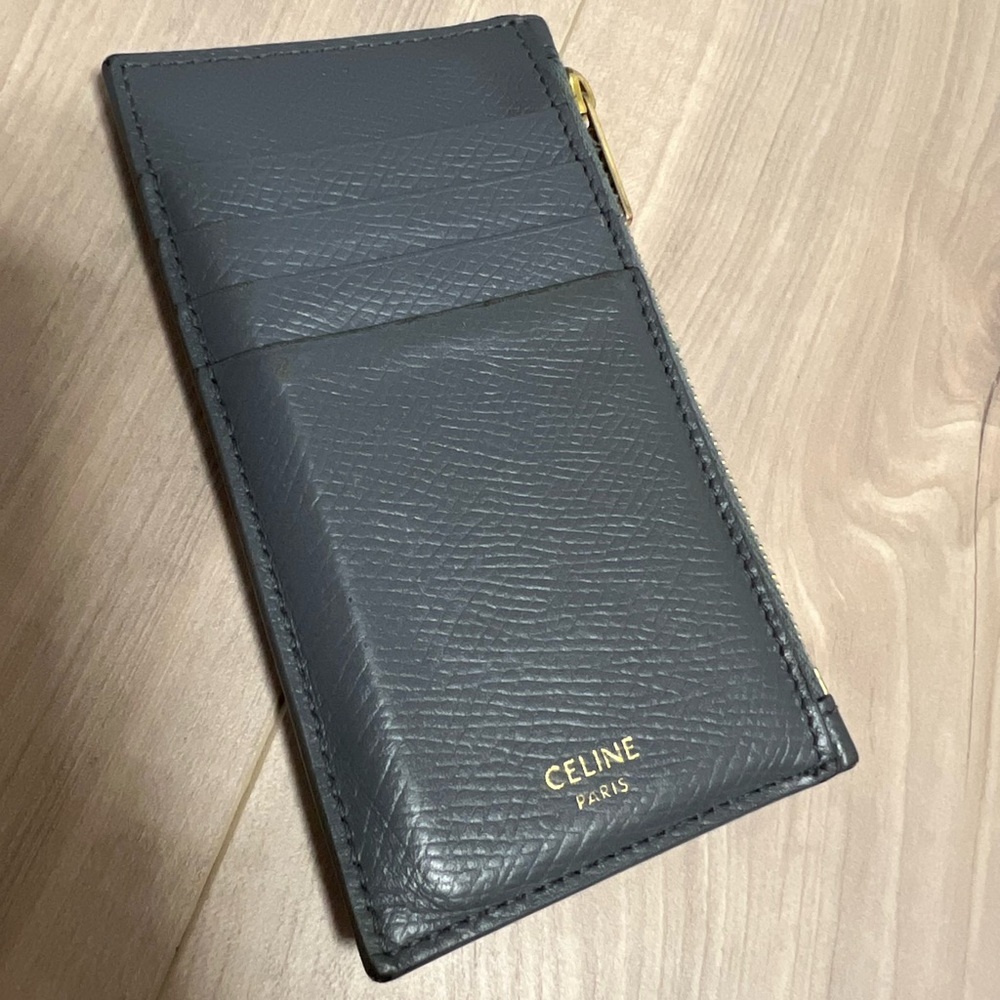 Celine Grained Zippered Leather Card Holder